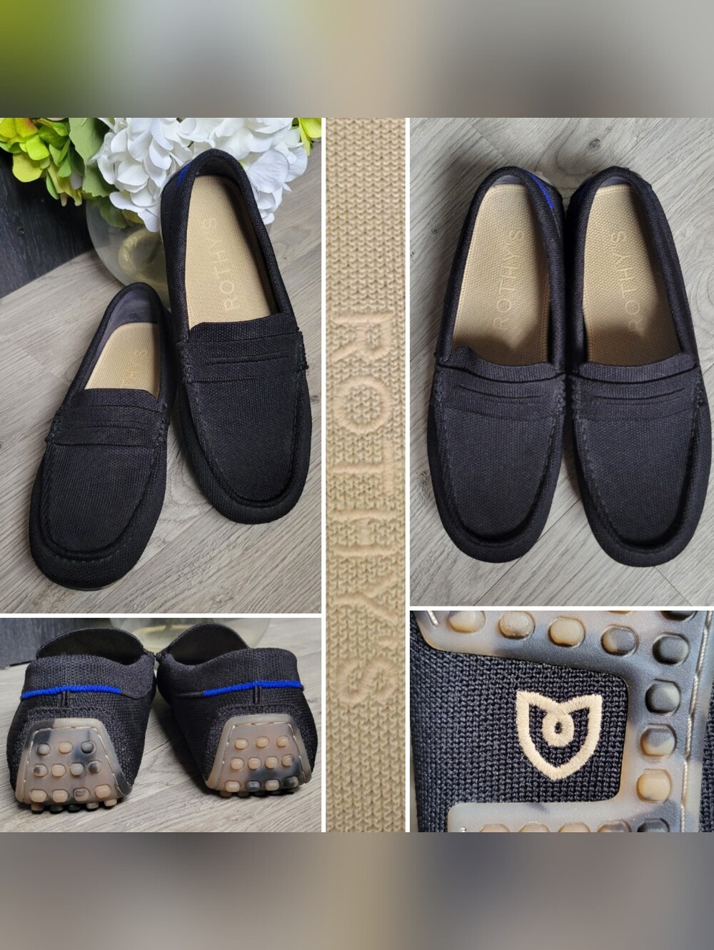 Rothy's The Driver Black Loafers Penny Keeper Vamp, Women's US 7.5 EU 38